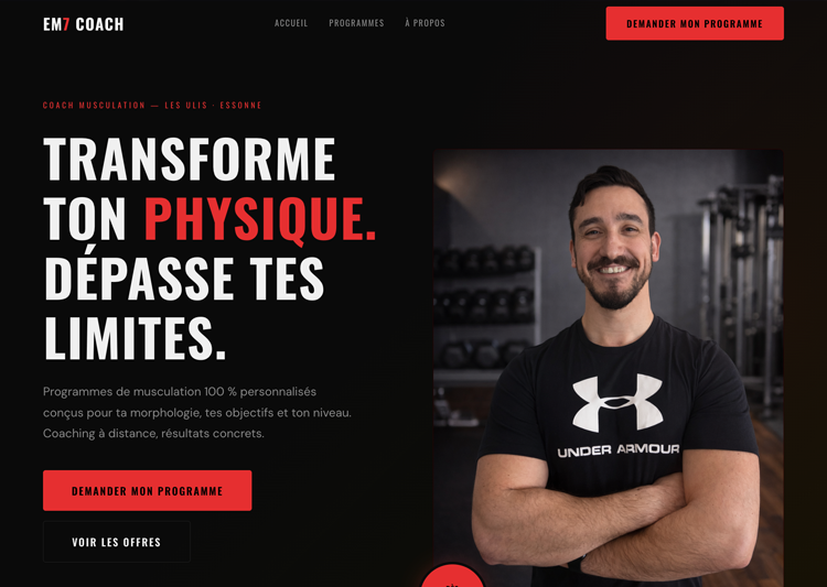 Site vitrine réalisé pour EM7 Coach